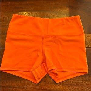 Fleo Orange Athletic Shorts Moisture-Wicking Compression